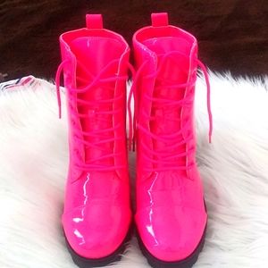 NEW HOT PINK Dreamin" SHINY Patent Heel Boot!